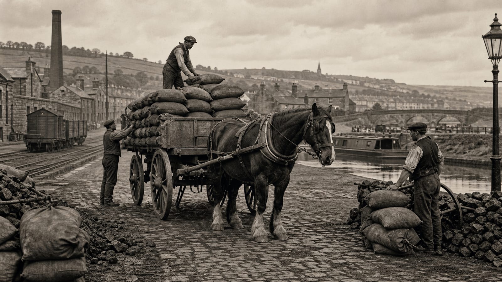 Period-style Yorkshire horse-drawn transport scene