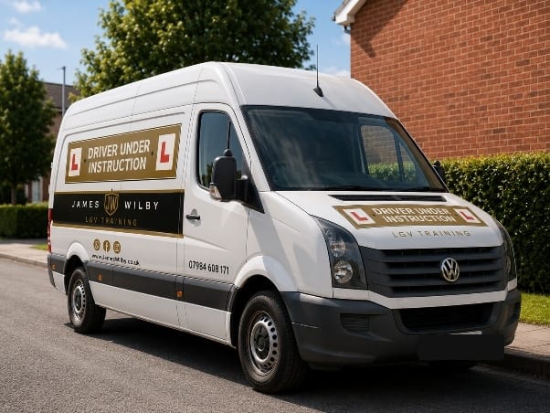 Category C1 James Wilby training vehicle with registration removed