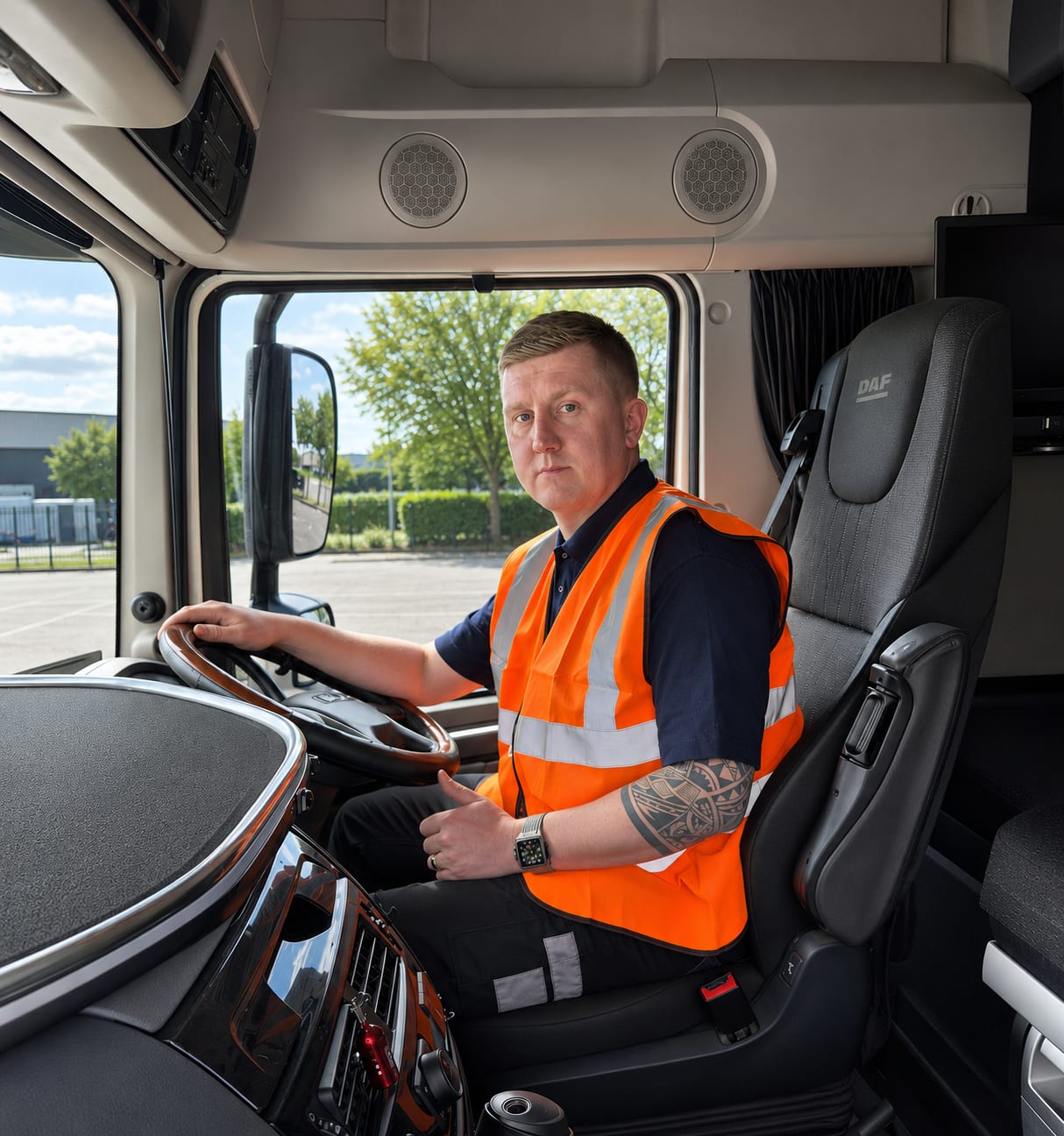 Ricky Holdsworth in a HGV cab