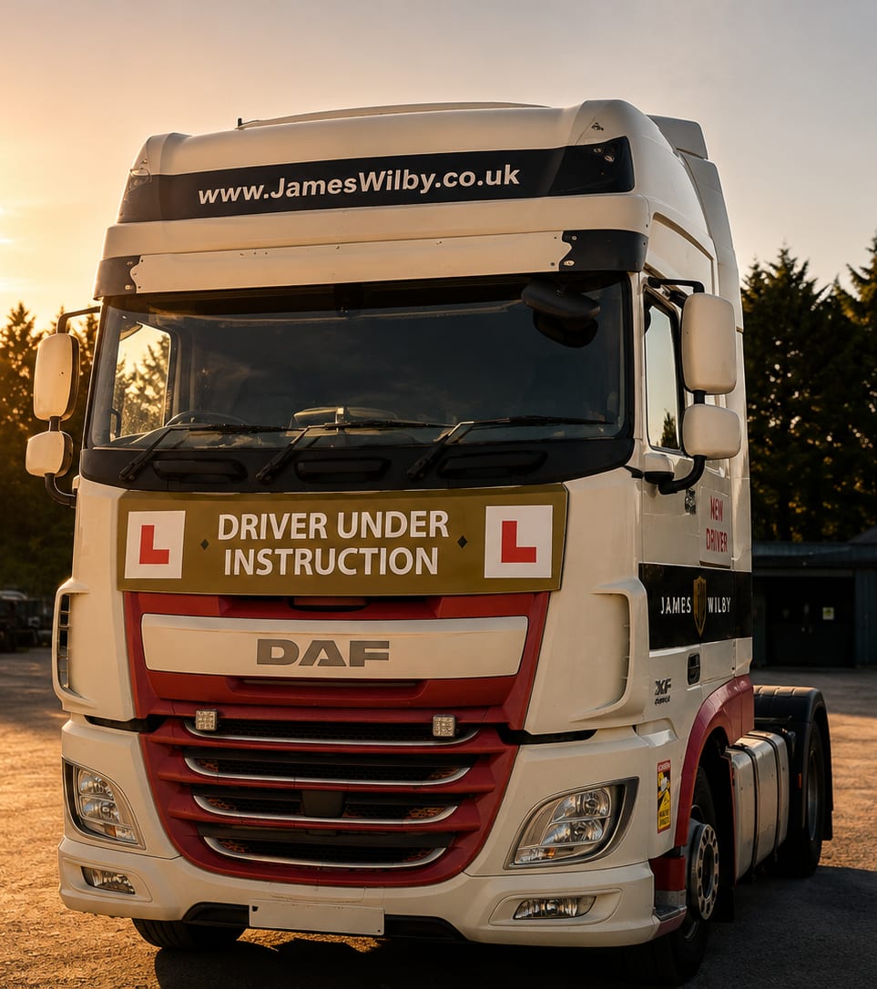 James Wilby driver training HGV with learner plates