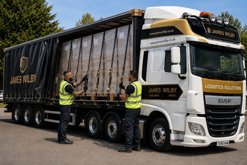 Lead drivers mentoring beside a James Wilby HGV